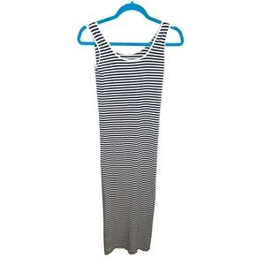 Tees by Tina Stripe Maxi Tank Dress One Size Black Tan‎ Stretch Bodycon Long
